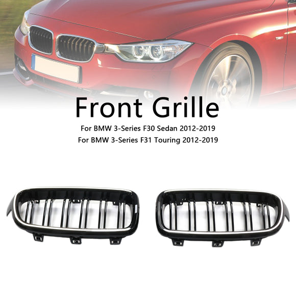 Grade dianteira de rim de ripas duplas para BMW série 3 F30 F31 F35 2012-2019