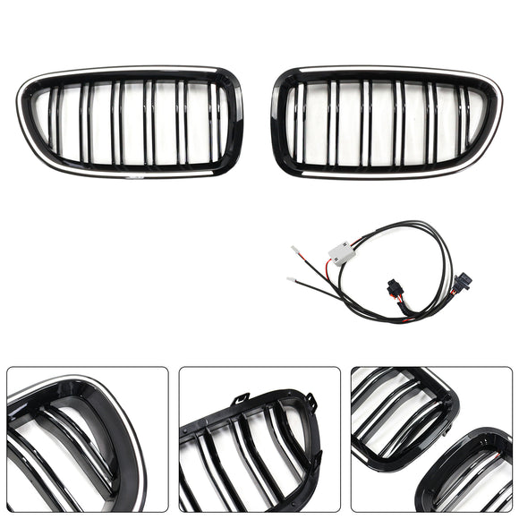 Nieren-Stoßstangengrill, passend für BMW 5er F10 F11 2010–2016, glänzend schwarz