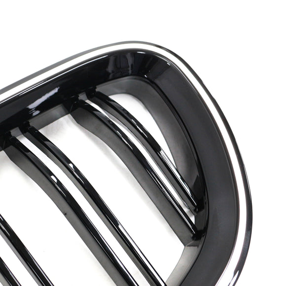 Nieren-Stoßstangengrill, passend für BMW 5er F10 F11 2010–2016, glänzend schwarz