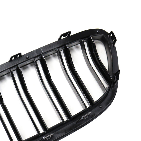 Nieren-Stoßstangengrill, passend für BMW 5er F10 F11 2010–2016, glänzend schwarz
