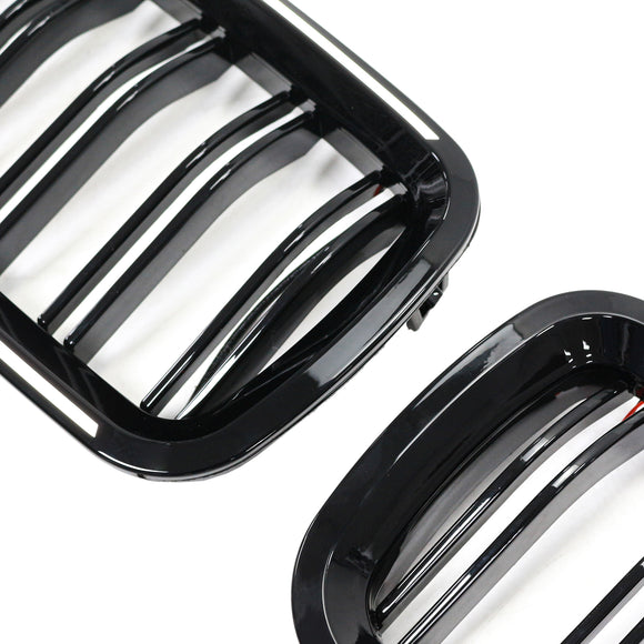 Nieren-Stoßstangengrill, passend für BMW 5er F10 F11 2010–2016, glänzend schwarz