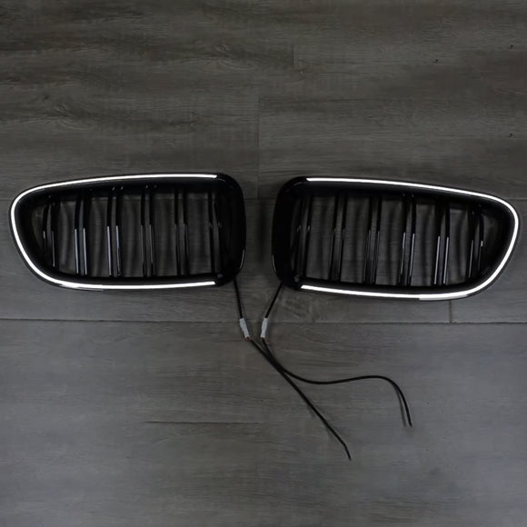 Nieren-Stoßstangengrill, passend für BMW 5er F10 F11 2010–2016, glänzend schwarz