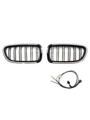 Nieren-Stoßstangengrill, passend für BMW 5er F10 F11 2010–2016, glänzend schwarz-2
