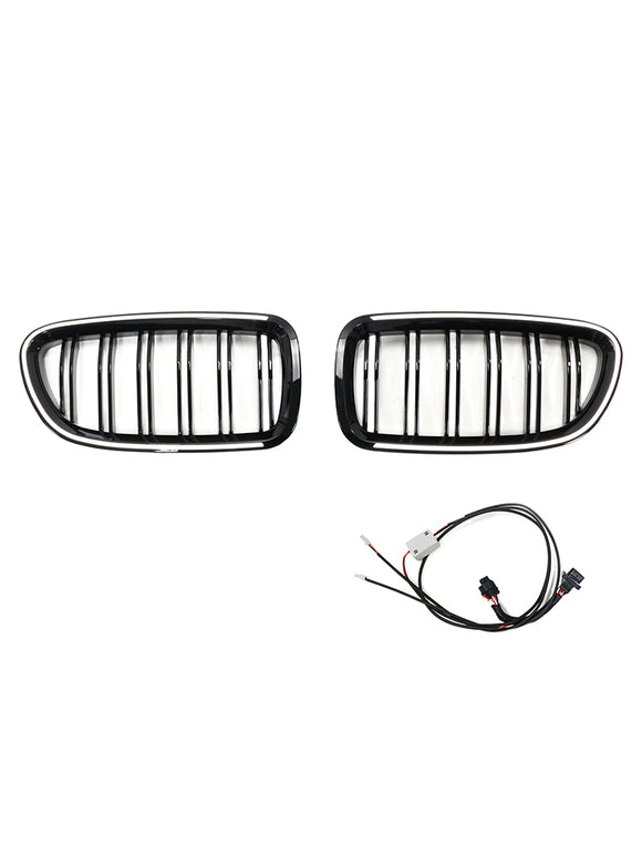 Nieren-Stoßstangengrill, passend für BMW 5er F10 F11 2010–2016, glänzend schwarz
