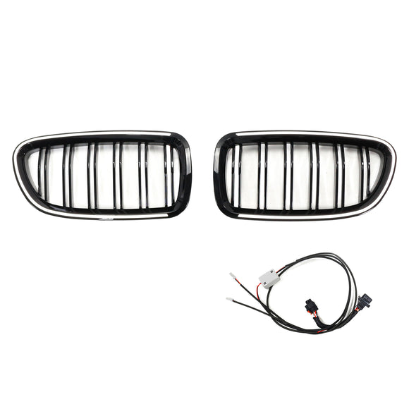 Nieren-Stoßstangengrill, passend für BMW 5er F10 F11 2010–2016, glänzend schwarz