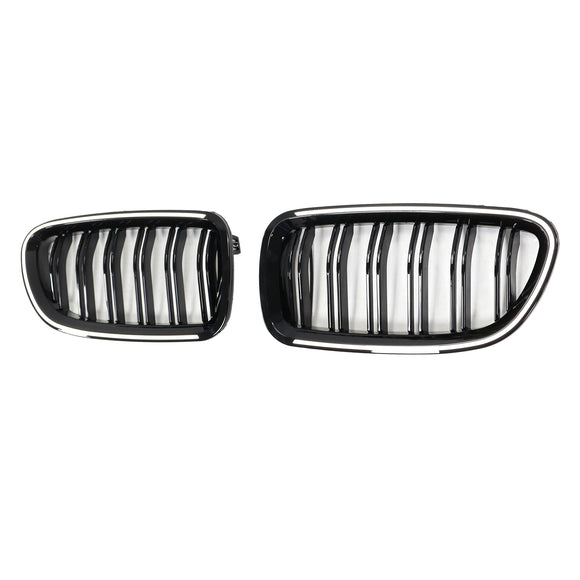 Nieren-Stoßstangengrill, passend für BMW 5er F10 F11 2010–2016, glänzend schwarz