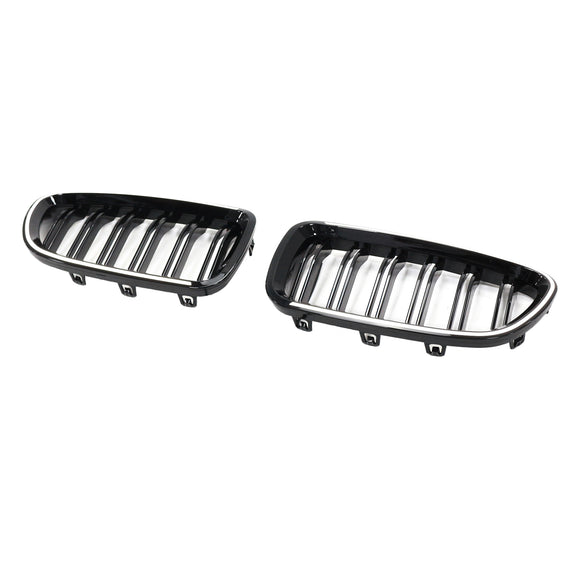 Nieren-Stoßstangengrill, passend für BMW 5er F10 F11 2010–2016, glänzend schwarz