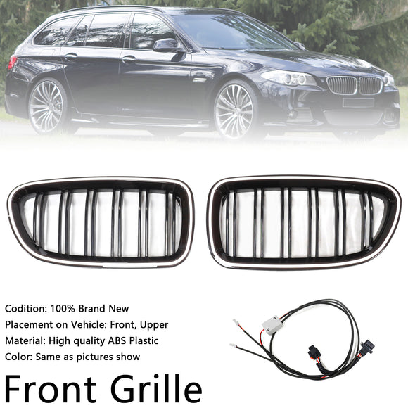 Nieren-Stoßstangengrill, passend für BMW 5er F10 F11 2010–2016, glänzend schwarz