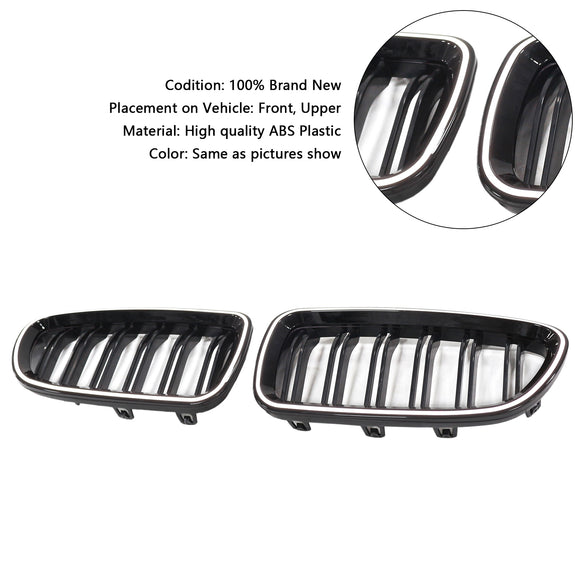 Nieren-Stoßstangengrill, passend für BMW 5er F10 F11 2010–2016, glänzend schwarz