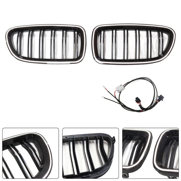 Nieren-Stoßstangengrill, passend für BMW 5er F10 F11 2010–2016, glänzend schwarz