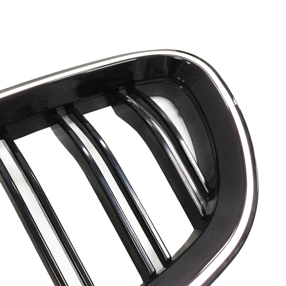 Nieren-Stoßstangengrill, passend für BMW 5er F10 F11 2010–2016, glänzend schwarz