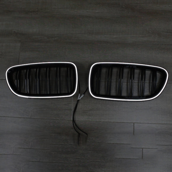 Nieren-Stoßstangengrill, passend für BMW 5er F10 F11 2010–2016, glänzend schwarz