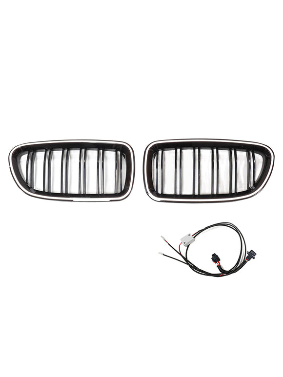 Nieren-Stoßstangengrill, passend für BMW 5er F10 F11 2010–2016, glänzend schwarz