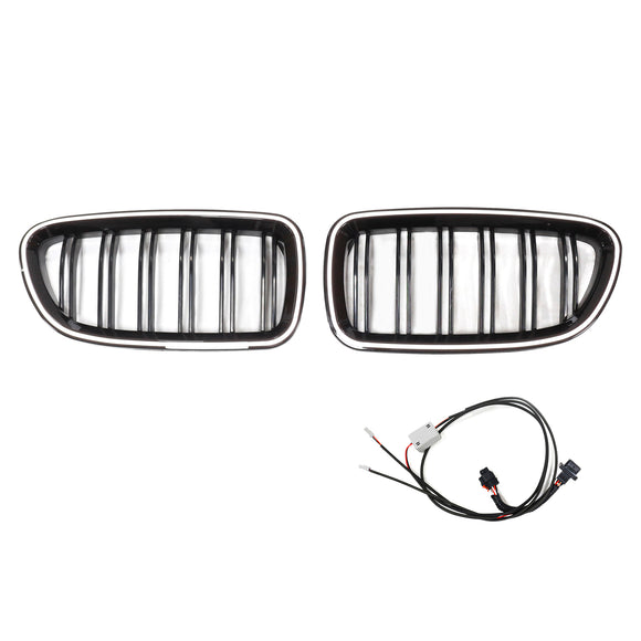 Nieren-Stoßstangengrill, passend für BMW 5er F10 F11 2010–2016, glänzend schwarz