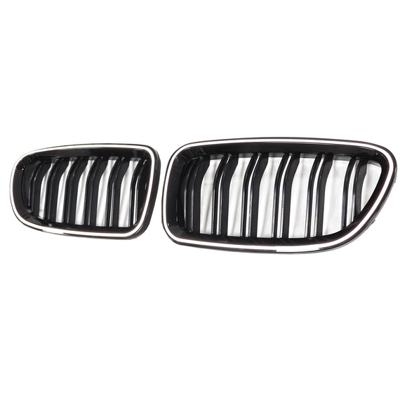 Nieren-Stoßstangengrill, passend für BMW 5er F10 F11 2010–2016, glänzend schwarz