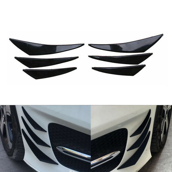 6kpl Universal Gloss Black Car/Auto Etupuskurin evät Spoileri Canards Kiinnitä