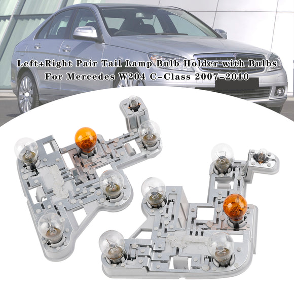 Left+Right Tail Lamp Bulb Holder with Bulbs For Mercedes W204 C-Class 2007-2010