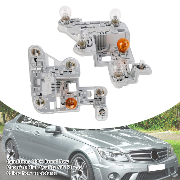 Left+Right Tail Lamp Bulb Holder with Bulbs For Mercedes W204 C-Class 2007-2010