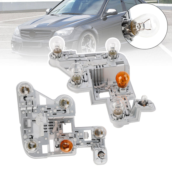 Left+Right Tail Lamp Bulb Holder with Bulbs For Mercedes W204 C-Class 2007-2010
