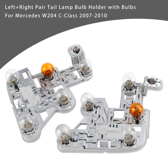 Left+Right Tail Lamp Bulb Holder with Bulbs For Mercedes W204 C-Class 2007-2010