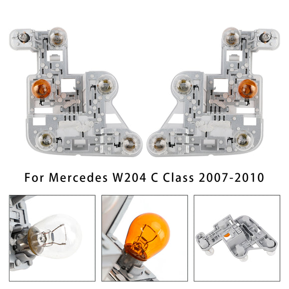 Left+Right Tail Lamp Bulb Holder with Bulbs For Mercedes W204 C-Class 2007-2010