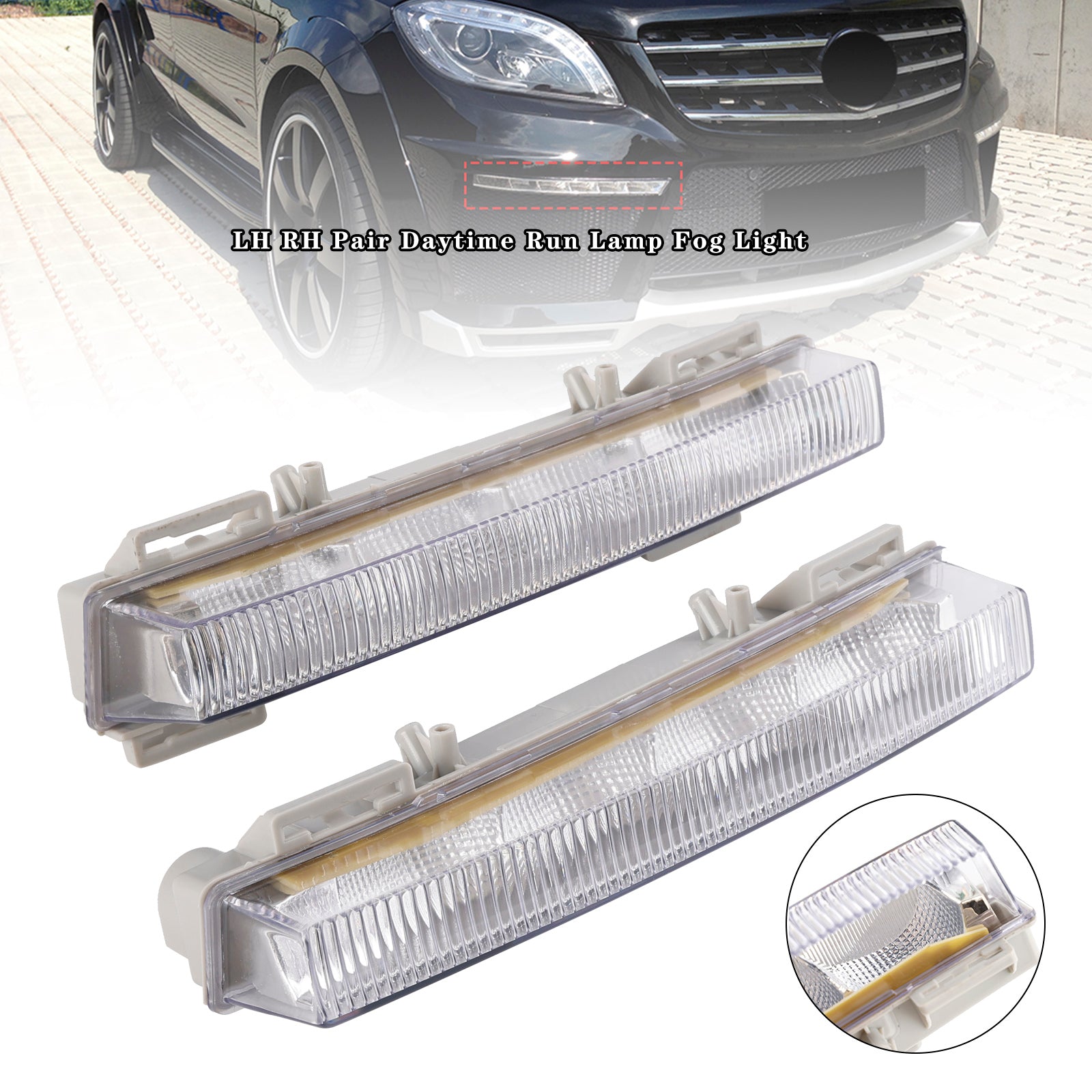 LH RH Pair Daytime Run Lamp Fog Light For Mercedes W166 ML/GL350