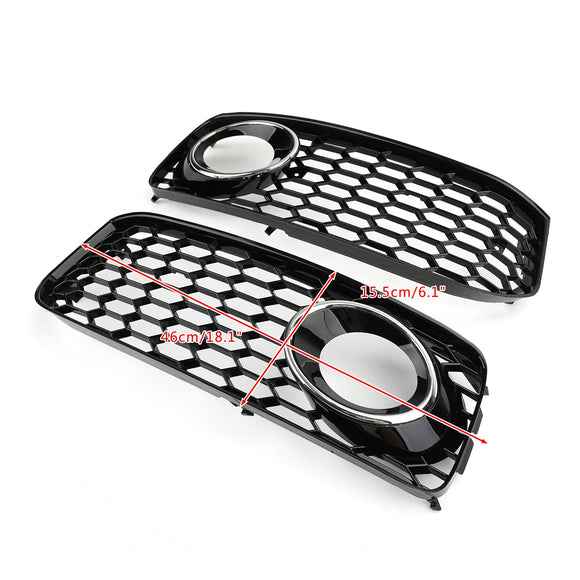 RS5 Style Honeycomb Fog Light Grille Grill Fit Audi A5 S-Line/S5 B8 2008-2012