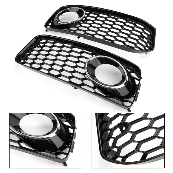 RS5 Style Honeycomb Fog Light Grille Grill Fit Audi A5 S-Line/S5 B8 2008-2012