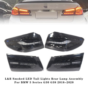 L&R Smoked LED Tail Lights Rear Lamp Assembly For BMW 5 Series G30 G38 2018-2020
