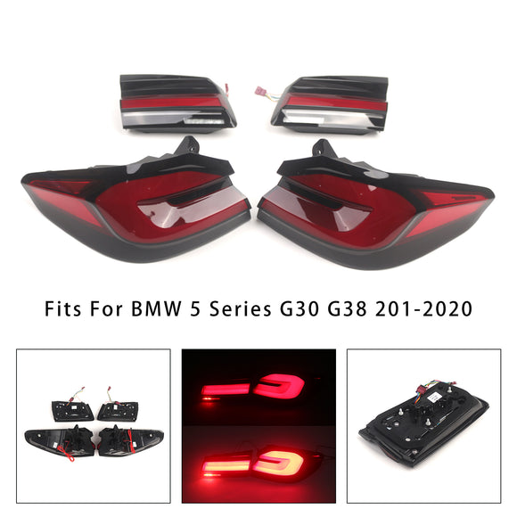 L&R Red LED Tail Lights Rear Lamp Assembly For BMW 5 Series G30 G38 2018-2020
