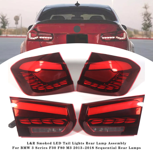 L&R Red LED Tail Lights Rear Lamp Assembly For BMW 3 F30 F80 M3 2013-2018