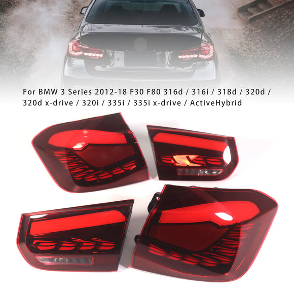 L&R Red LED Tail Lights Rear Lamp Assembly For BMW 3 F30 F80 M3 2013-2018