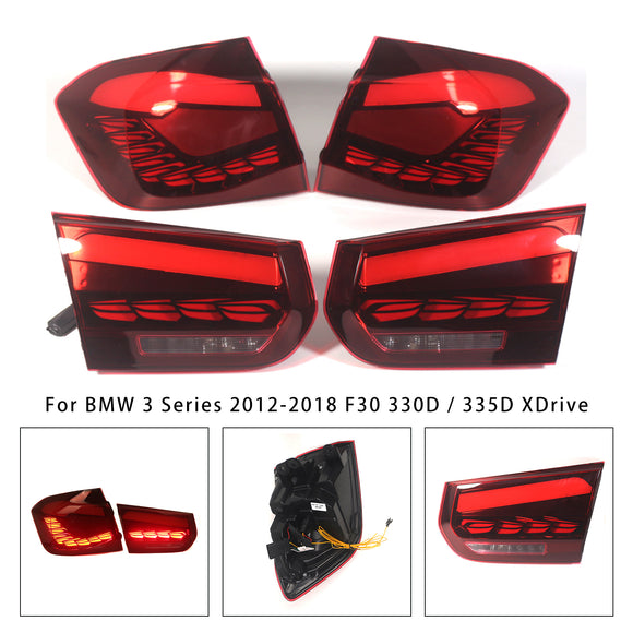 L&R Red LED Tail Lights Rear Lamp Assembly For BMW 3 F30 F80 M3 2013-2018