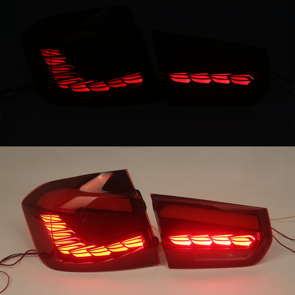 L&R Red LED Tail Lights Rear Lamp Assembly For BMW 3 F30 F80 M3 2013-2018