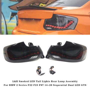 L&R Smoked LED Tail Lights Rear Lamp Assembly For BMW 2 Series F22 F23 F87 2014-2020 Sequential Dual LED GTS - 0