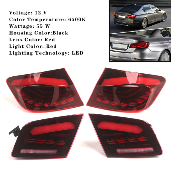 L&R Red LED Tail Lights Rear Lamp Assembly For BMW 5 F10 F18 M5 2010-2016