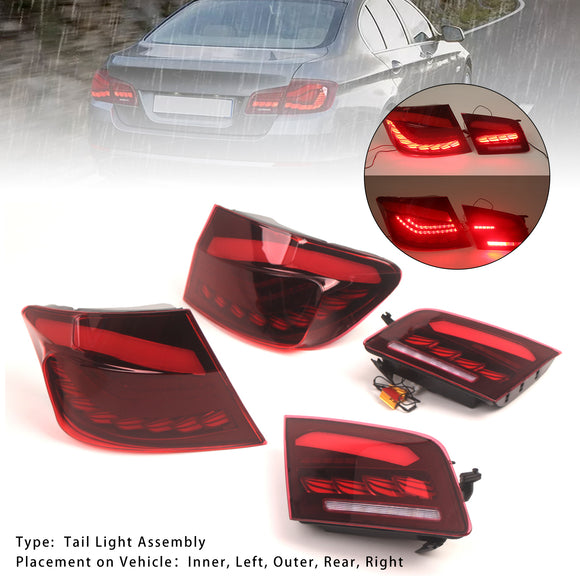 L&R Red LED Tail Lights Rear Lamp Assembly For BMW 5 F10 F18 M5 2010-2016