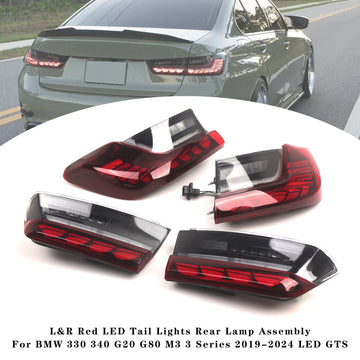 L&R Red LED Tail Lights Rear Lamp Assembly For BMW 330 340 G20 G80 M3 3 Series 2019-2024 LED GTS - 0