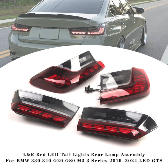 L&R Punaiset LED-takavalot, takavalaisinkokoonpano BMW 330 340 G20 G80 M3 3-sarjaan