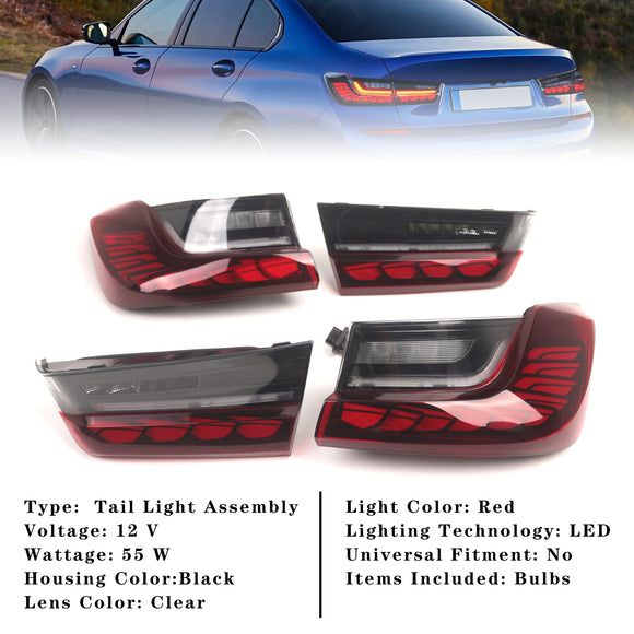 L&R Punaiset LED-takavalot, takavalaisinkokoonpano BMW 330 340 G20 G80 M3 3-sarjaan