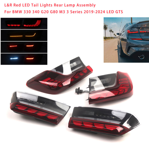 L&R Punaiset LED-takavalot, takavalaisinkokoonpano BMW 330 340 G20 G80 M3 3-sarjaan