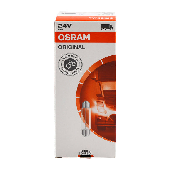 Ampoule tubulaire pour éclairage de voiture, 10 pièces, C5W SV8.5 41MM 6424 24V 5W pour OSRAM