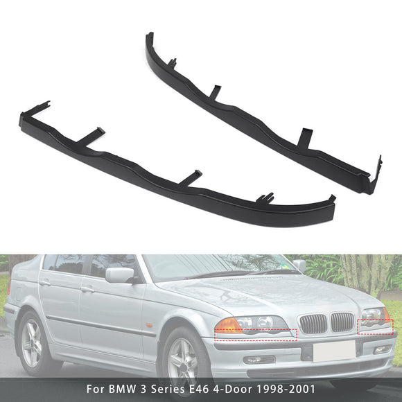 2PCS Front Bumper Headlight Lower Molding Trim For BMW 3 Series E46 4Door 1998-2001