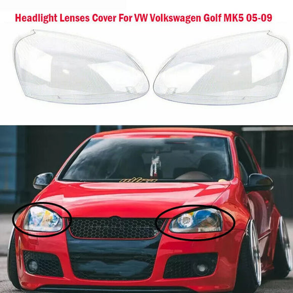 2PCS Front Headlight Lens Headlamp Clear Cover 1K6941005S For VW Golf 5 MK5 2005-2009