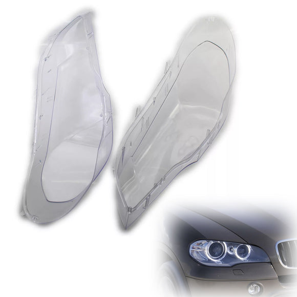2PCS Clear Headlight Lens Cover Headlamp Left+Right For BMW X5 E70 2007-2013