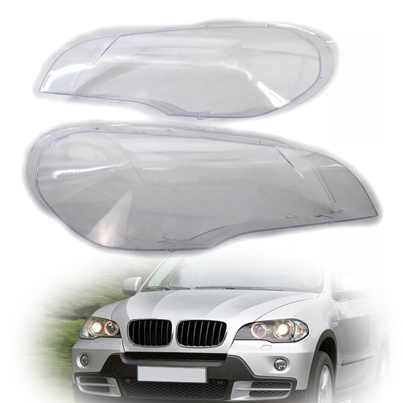 2PCS Clear Headlight Lens Cover Headlamp Left+Right For BMW X5 E70 2007-2013