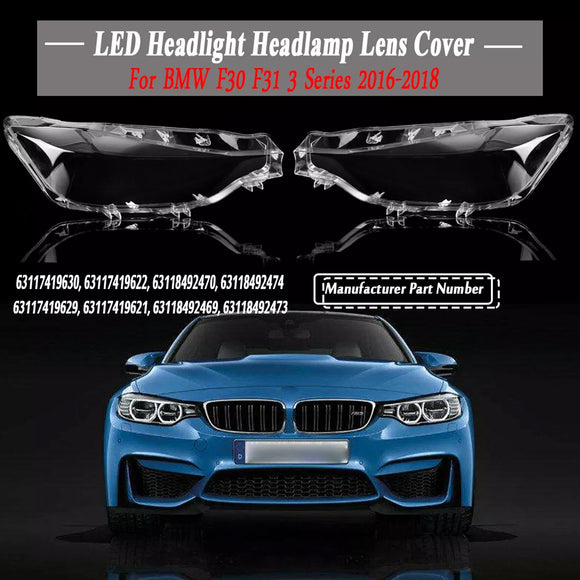2 Stück Xenon-Scheinwerfer-Scheinwerfer, klare Linsenabdeckung für BMW 3er F30 2016–2018