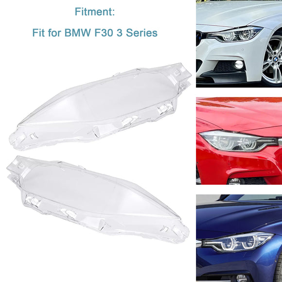 2 Stück Xenon-Scheinwerfer-Scheinwerfer, klare Linsenabdeckung für BMW 3er F30 2016–2018
