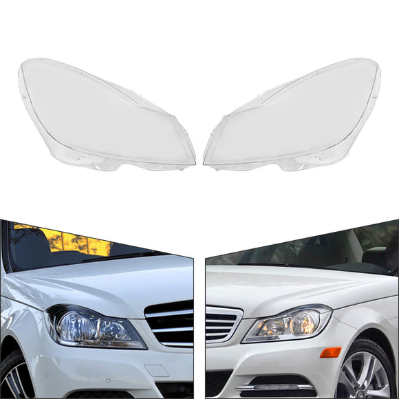 2 Stück Frontscheinwerfer-Linsenabdeckungen für Mercedes-Benz C-Klasse W204 2011-2015