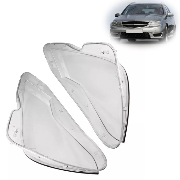 2 Stück Frontscheinwerfer-Linsenabdeckungen für Mercedes-Benz C-Klasse W204 2011-2015